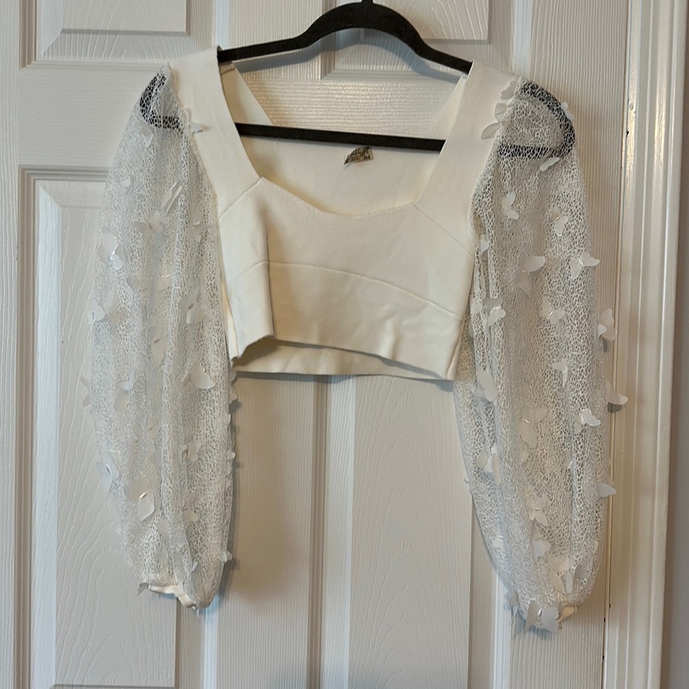 Free People Long Sleeve Butterfly Crop Top
